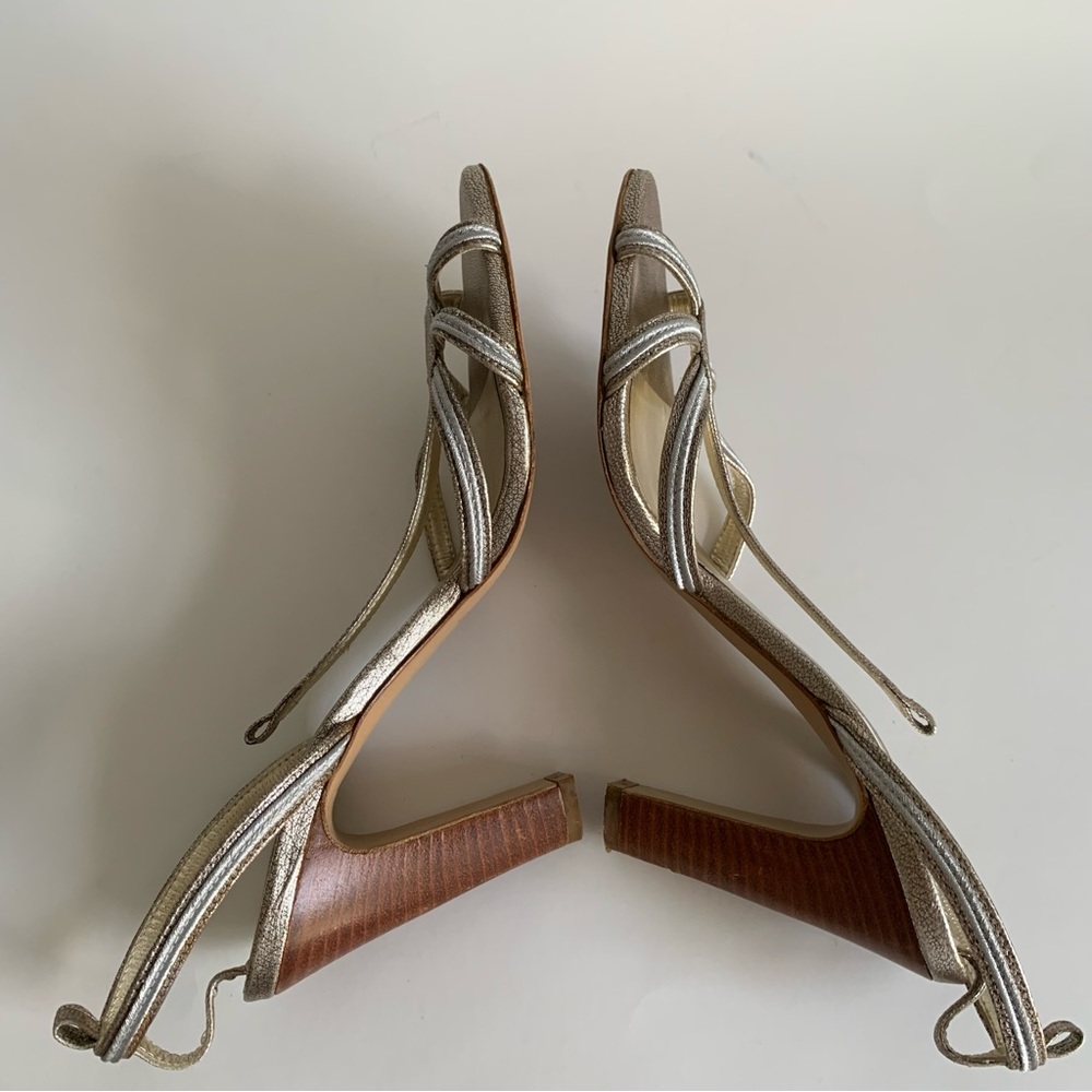 Max Mara Metallic Open Toe Heels - image 7